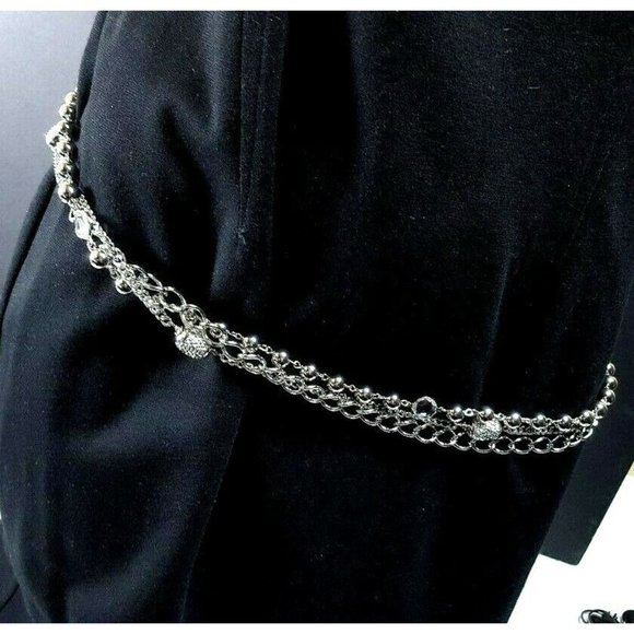 3 strand Rhinestone Metal link Chain 19bb4-45 - Picture 4 of 6